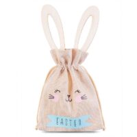 Bolsa de yute con dimensiones 13 x 18 cm- Pascua + huevo de Pascua de madera con orejas Bolsas ocasionales