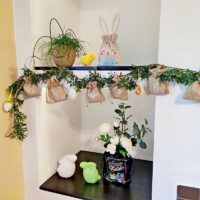 Bolsa del satén 26 x 35 cm- Pascua-Huevo de Pascua pintado con tiza Bolsas de satén