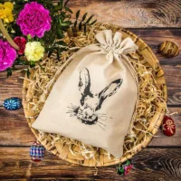 Bolsa estilo lino 26 x 35 cm con estampado - conejo Bolsas de lino