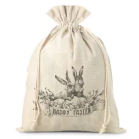 Bolsa estilo lino 26 x 35 cm con estampado de Pascua de conejitos vintage San valentín
