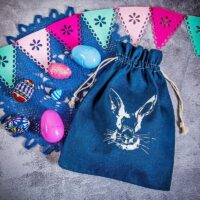 Bolsa grande vaquera 26 x 35 cm con estampado - conejo Todos los productos