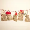 Calendario de adviento bolsas de yute 10 x 13 cm - natural claro + números blancos Bolsas pequeñas