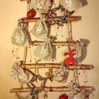 Calendario de adviento bolsas de yute 10 x 13 cm - natural claro + números blancos Bolsas por color