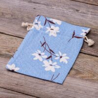 Bolsitas estilo de lino con la impresión 15 x 20 cm - natural / flores azules Viajes