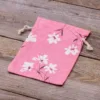 Bolsita estilo lino con la impresión 15 x 20 cm - natural / flores rosadas Viajes