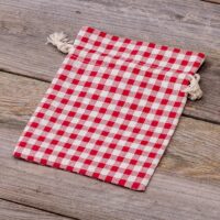 Bolsita estilo lino con la impresión 15 x 20 cm - natural / enrejado rojo Para niños