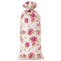Bolsita estilo lino con la impresión 16 x 37 cm - natural / rosas Bolsas medianas 16x37 cm