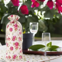 Bolsita estilo lino con la impresión 16 x 37 cm - natural / rosas Viajes