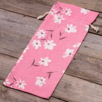 Bolsita estilo lino con la impresión 16 x 37 cm - natural / flores rosadas Viajes