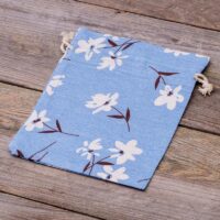 Bolsita estilo lino con la impresión 18 x 24 cm - natural / flores azules Para niños
