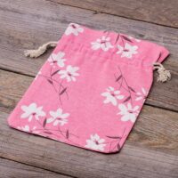 Bolsita estilo lino con la impresión 18 x 24 cm - natural / flores rosadas Viajes