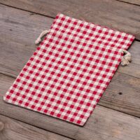 Bolsita estilo lino con la impresión 18 x 24 cm - natural / enrejado rojo Para niños