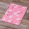 Bolsa estilo lino con la impresión 22 x 30 cm - natural / flores rosadas Para niños