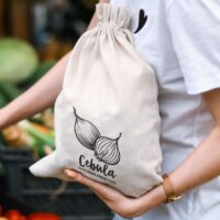 Bolsa grande estilo lino con la impresión 30 x 40 cm - para cebollas (PL) Lifehack: ideas inteligentes