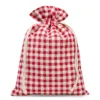 Bolsa estilo lino con la impresión 30 x 40 cm - natural / enrejado rojo Bolsas rojas
