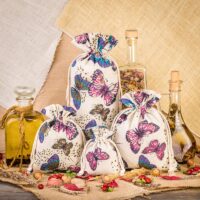 Bolsa estilo lino con la impresión 30 x 40 cm - natural / mariposa Bolsas con impresion