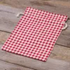 Bolsa estilo lino con la impresión 30 x 40 cm - natural / enrejado rojo Bolsas grandes de lino