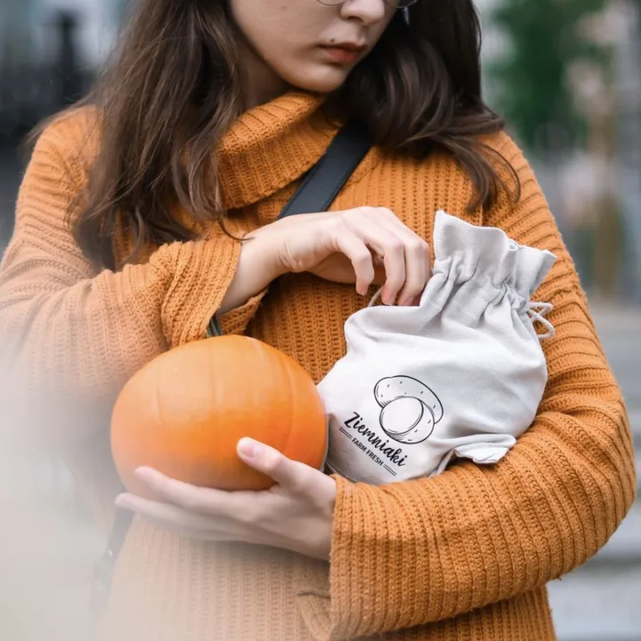 Bolsa grande estilo lino con la impresión 35 x 50 cm - para papas (PL) Lifehack: ideas inteligentes