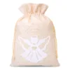 Bolsa de yute 22 x 30 cm- ángel blanco Bolso de la Navidad