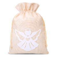 Bolsa de yute 22 x 30 cm- ángel blanco Bolso de la Navidad