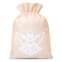Bolsa de yute 22 x 30 cm- ángel blanco Bolso de la Navidad