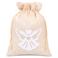 Bolsa de yute 26 x 35 cm- ángel blanco Bolso de la Navidad