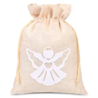 Bolsa de yute 26 x 35 cm- ángel blanco Bolso de la Navidad