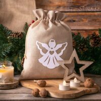 Bolsa de yute 26 x 35 cm- ángel blanco Bolsas con impresion