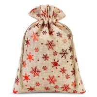 Bolsa grande de yute 26 x 35 cm - natural / estrellas Bolso de la Navidad