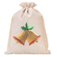 Bolsa de yute 30 x 40 cm - Navidad, Campanas Bolso de la Navidad