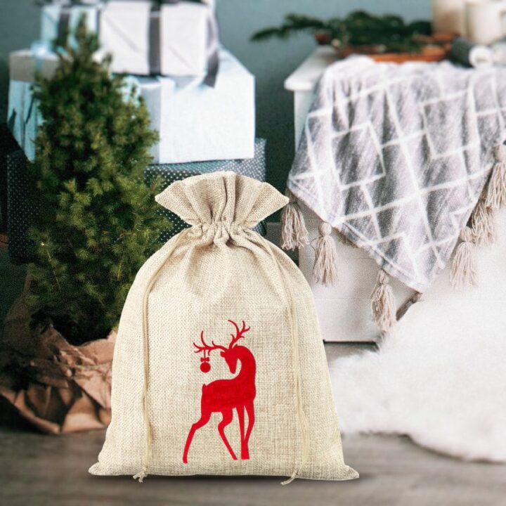 Bolsa de yute 30 x 40 cm - Navidad - Ciervo Bolsas grandes de yute