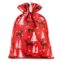 Bolsa grande de yute 30 x 40 cm - rojo / reno Bolso de la Navidad