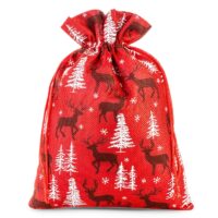 Bolsa grande de yute 40 x 55 cm - rojo / reno Bolso de la Navidad