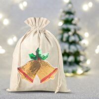 Bolsa estilo lino 26 x 35 cm con la impresión - natual / Campanas Bolsas grandes de lino