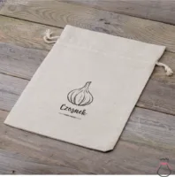 Bolsa estilo lino con la impresión 22 x 30 cm - natural / para ajo (PL) Jardín y plantas de interior
