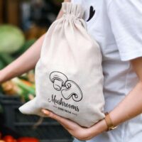 Bolsa estilo lino con la impresión 22 x 30 cm - natural / para setas (EN) Bolsas grandes de lino