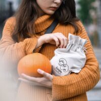 Bolsa estilo lino con la impresión 22 x 30 cm - natural / para setas (PL) Compras y almacenamiento cocina