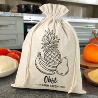 Bolsa grande estilo lino 30 x 40 cm con la impresión - fruta (DE) Bolsas grandes de lino