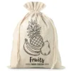 Bolsa grande estilo lino 30 x 40 cm con la impresión - fruta (EN) Compras y almacenamiento cocina