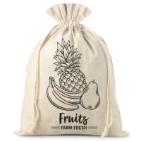 Bolsa grande estilo lino 30 x 40 cm con la impresión - fruta (EN) Compras y almacenamiento cocina
