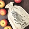 Bolsa grande estilo lino 30 x 40 cm con la impresión - fruta (EN) Cero desperdicio