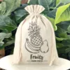 Bolsa grande estilo lino 30 x 40 cm con la impresión - fruta (EN) Bolsas grandes de lino