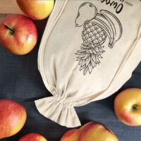 Bolsa grande estilo lino 30 x 40 cm con la impresión - fruta (PL) Cero desperdicio