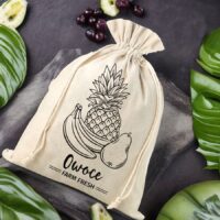 Bolsa grande estilo lino 30 x 40 cm con la impresión - fruta (PL) Bolsas de lino