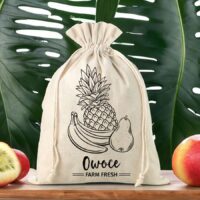 Bolsa grande estilo lino 30 x 40 cm con la impresión - fruta (PL) Bolsas grandes de lino