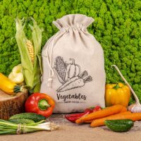 Bolsa grande estilo lino con la impresión 30 x 40 cm - para verduras (EN) Cero desperdicio