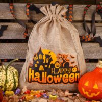 Bolsas de halloween (nro.1) de yute, 30 x 40 cm - natural Bolsas grandes 30x40 cm