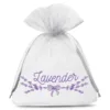 Bolsas de organza 10 x 13 cm - blanco con impresión (lavanda) Bolsas pequeñas 10x13 cm