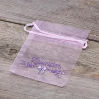 Bolsas de organza 10 x 13 cm - violeta claro con impresión (lavanda) Bolsas de organza