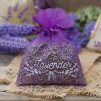 Bolsas de organza 10 x 13 cm - violeta oscuro con impresión (lavanda) - 3 Lifehack: ideas inteligentes